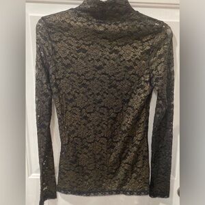 Moda International Black and Gold Lace Top